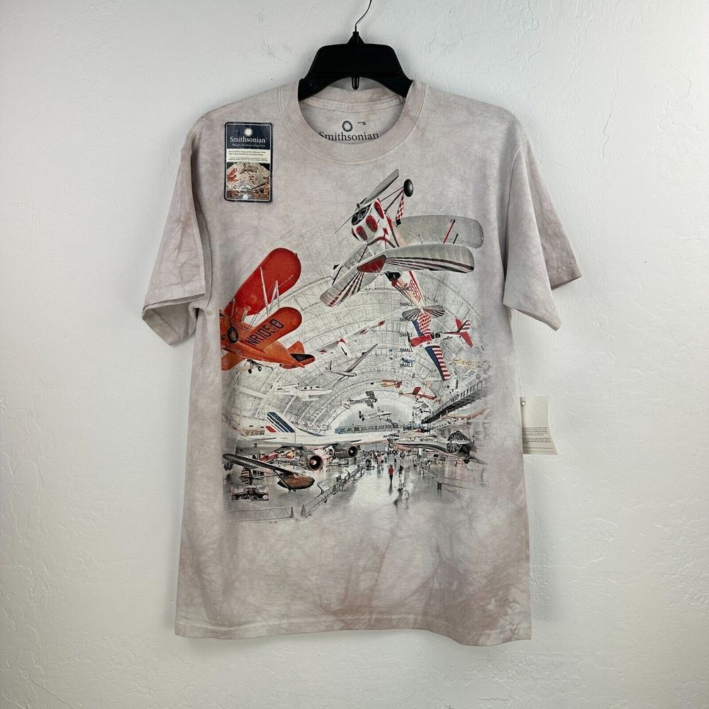 Smithsonian Tshirt Mens S Gray White Cotton The‎ Air & Space Museum Tie Dye NWT